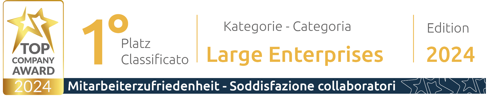 Top Company Award 2024 for Large Enterprises, 1st place in employee satisfaction category